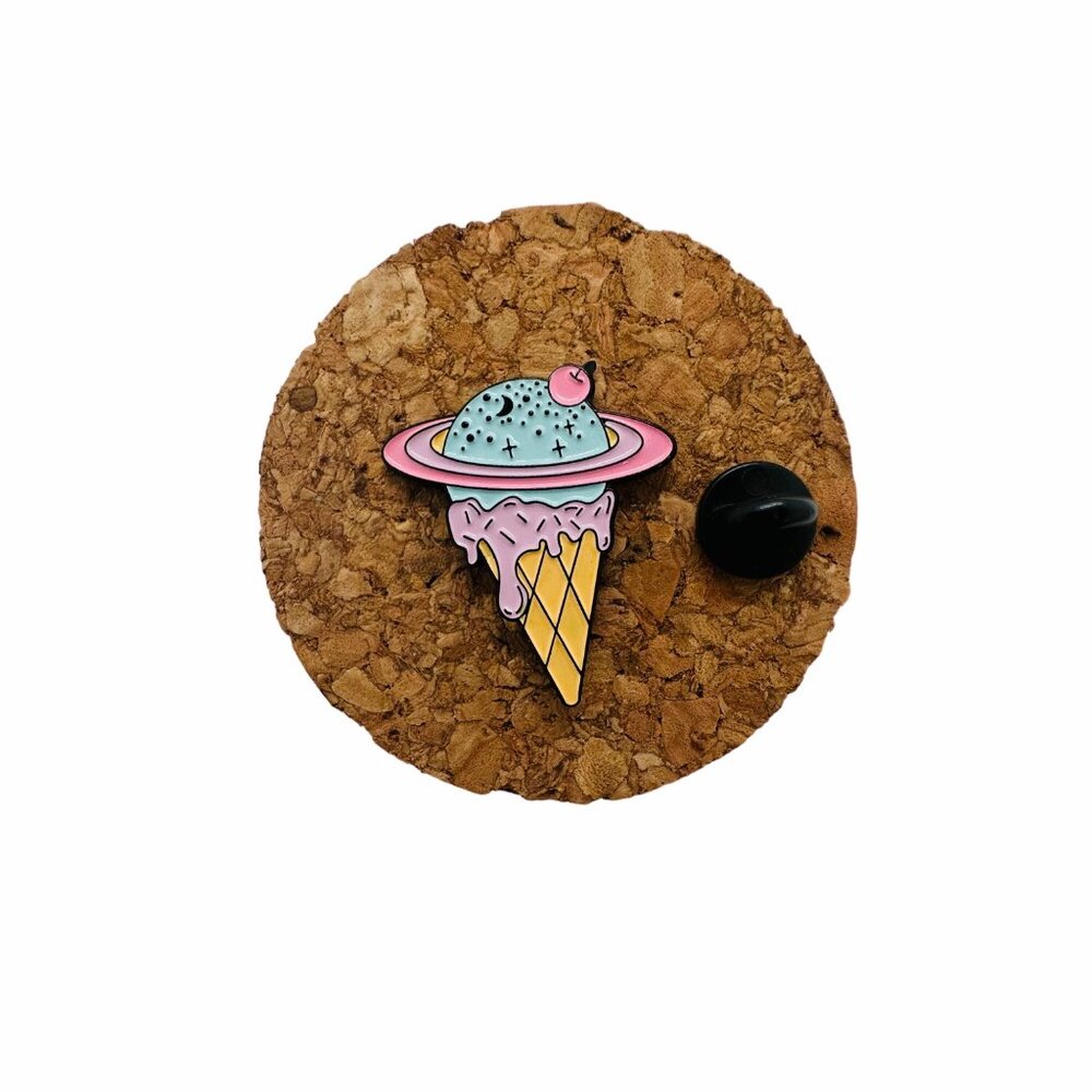 ⭐Astronaut Ice Cream Cone Cute Enamel Pin Cartoon Brooches Jewelry pink Cartoon - Picture 3 of 6
